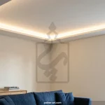 گچبری مدرن چیست | گچبری مدرن سقف پذیرایی با نور مخفی